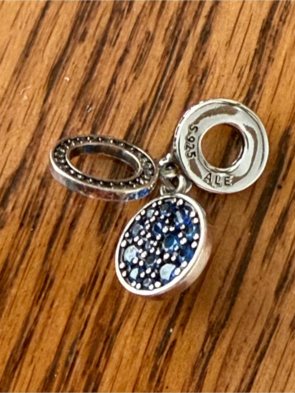 Pandora Sterling Silver Blue Disc Pendant - Picture 5 of 5